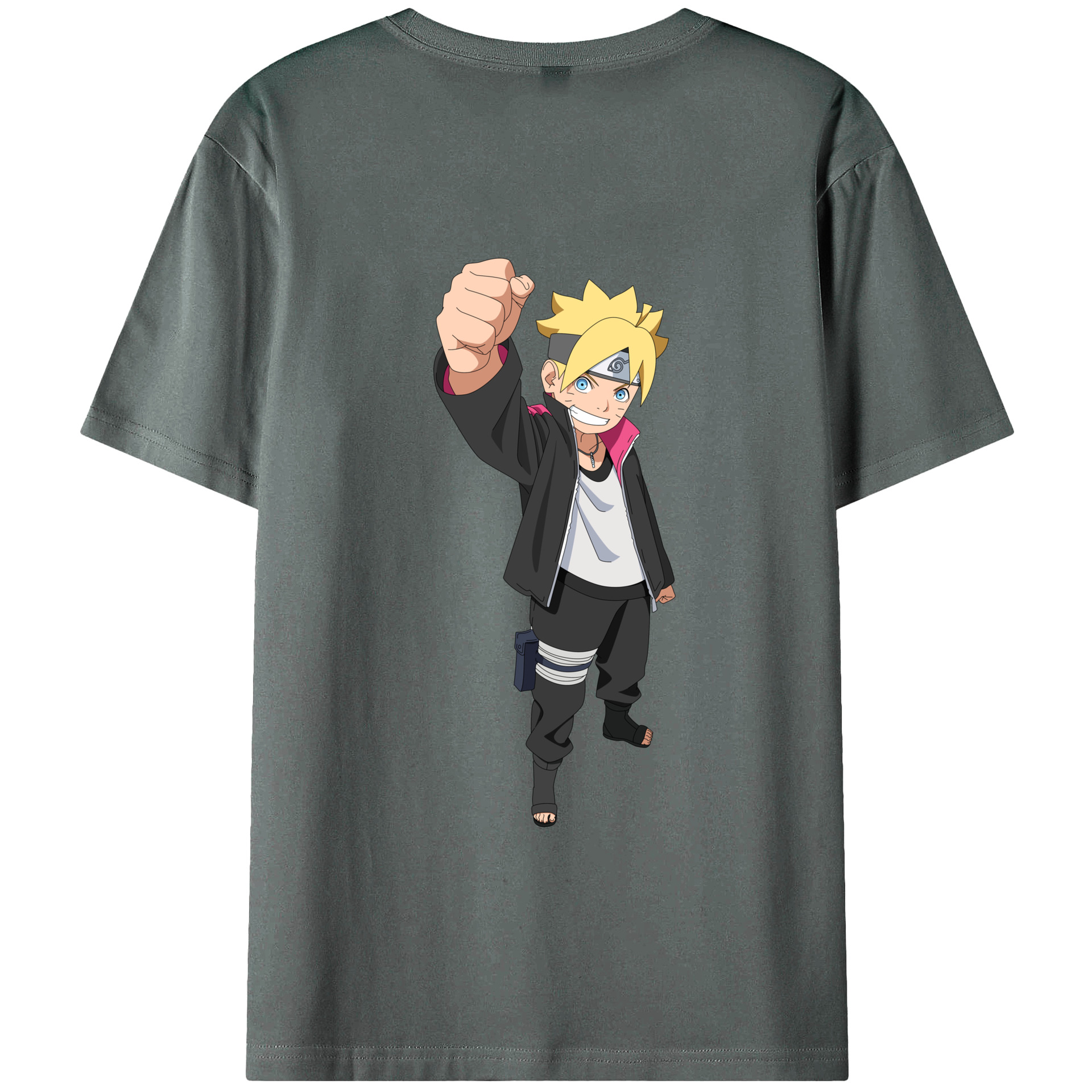 （画像用） NARUTO -ナルト- うずまき ボルト Uzumaki Boruto 綿100％ メンズ半袖Tシャツ（バックプリント） 通気性